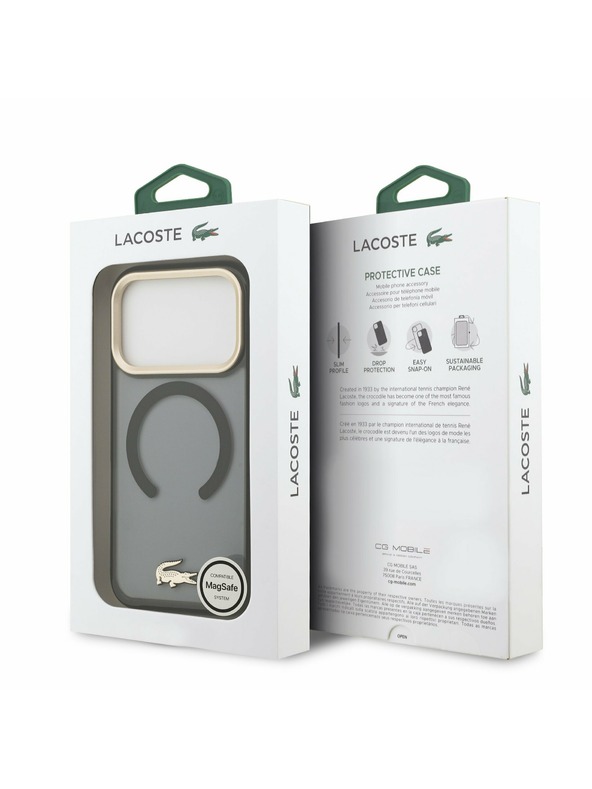 Lacoste Lacoste PC/TPU Frosted Finish Gold Logo MagSafe Заден калъф за iPhone 17 Pro Black