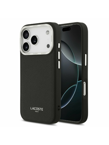 Lacoste Lacoste PU Leather Champs Elysees MagSafe Заден калъф за iPhone 17 Pro Black