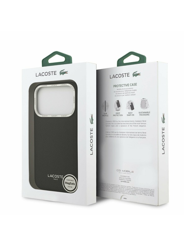 Lacoste Lacoste PU Leather Champs Elysees MagSafe Заден калъф за iPhone 17 Pro Black