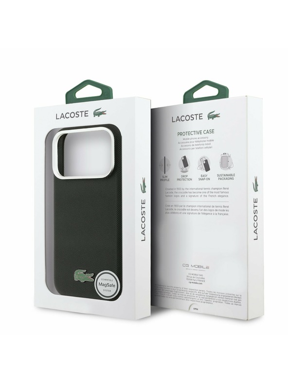 Lacoste Lacoste PVC Iconic Petit Pique Metal Logo MagSafe Заден калъф за iPhone 17 Pro Black