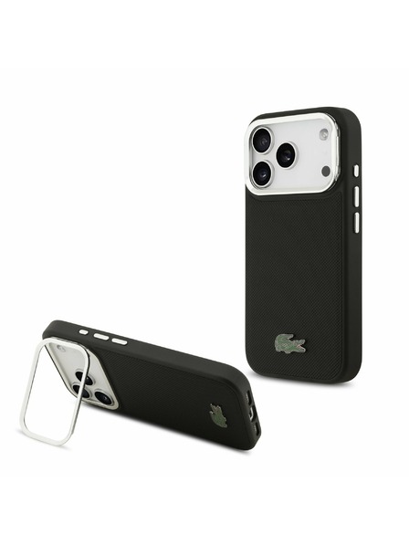 Lacoste Lacoste Iconic Petit Pique Camera Stand MagSafe Заден калъф за iPhone 17 Pro Black