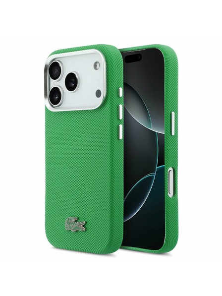 Lacoste Lacoste PVC Iconic Petit Pique Metal Logo MagSafe Заден калъф за iPhone 17 Pro Green
