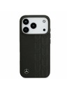 Mercedes Mercedes Leather Laurel Leaves MagSafe Заден калъф за iPhone 17 Pro Black