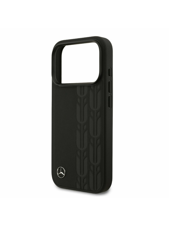 Mercedes Mercedes Leather Laurel Leaves MagSafe Заден калъф за iPhone 17 Pro Black