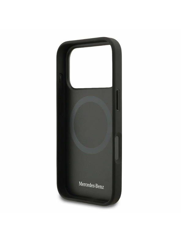 Mercedes Mercedes Leather Laurel Leaves MagSafe Заден калъф за iPhone 17 Pro Black