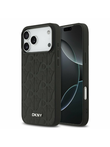 DKNY DKNY PU Leather Grid Pattern Magsafe Заден калъф за iPhone 17 Pro Max Black