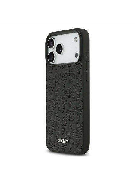DKNY DKNY PU Leather Grid Pattern Magsafe Заден калъф за iPhone 17 Pro Max Black