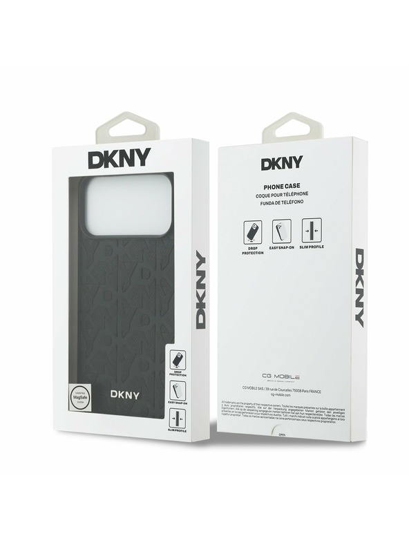 DKNY DKNY PU Leather Grid Pattern Magsafe Заден калъф за iPhone 17 Pro Max Black