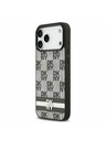 DKNY DKNY PU Leather Checkered Pattern and Stripe Заден калъф за iPhone 17 Pro Max Black