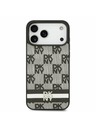 DKNY DKNY PU Leather Checkered Pattern and Stripe Заден калъф за iPhone 17 Pro Max Black
