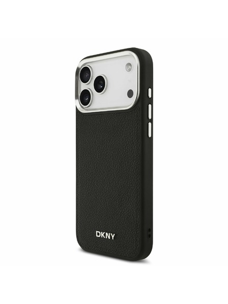 DKNY DKNY PU Leather Metal Logo Wrist Chain MagSafe Заден калъф за iPhone 17 Pro Max Black
