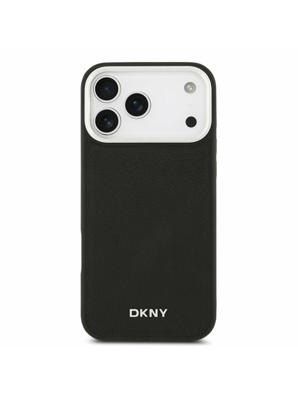 DKNY DKNY PU Leather Metal Logo Wrist Chain MagSafe Заден калъф за iPhone 17 Pro Max Black