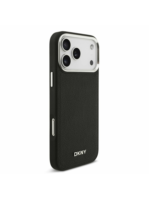 DKNY DKNY PU Leather Metal Logo Wrist Chain MagSafe Заден калъф за iPhone 17 Pro Max Black