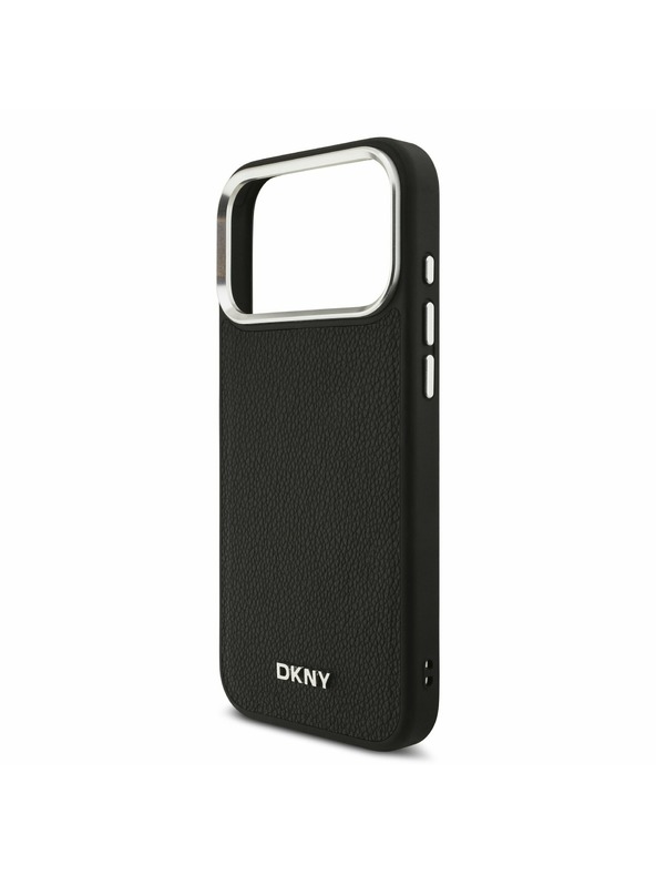 DKNY DKNY PU Leather Metal Logo Wrist Chain MagSafe Заден калъф за iPhone 17 Pro Max Black