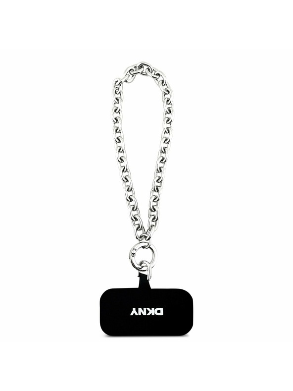 DKNY DKNY PU Leather Metal Logo Wrist Chain MagSafe Заден калъф за iPhone 17 Pro Max Black