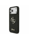 Guess Guess PU Fixed Glitter 4G Metal Logo Заден калъф за iPhone 17 Pro Max Black