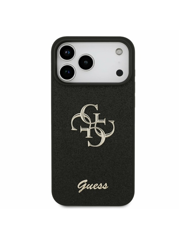 Guess Guess PU Fixed Glitter 4G Metal Logo Заден калъф за iPhone 17 Pro Max Black