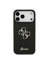 Guess Guess PU Fixed Glitter 4G Metal Logo Заден калъф за iPhone 17 Pro Max Black