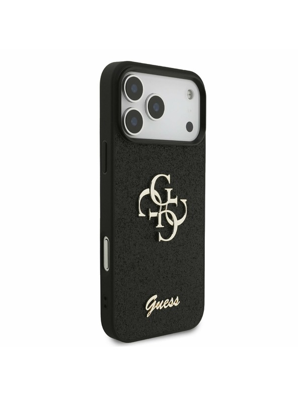 Guess Guess PU Fixed Glitter 4G Metal Logo Заден калъф за iPhone 17 Pro Max Black