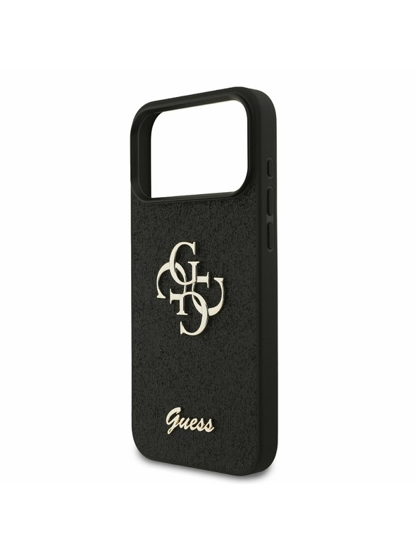 Guess Guess PU Fixed Glitter 4G Metal Logo Заден калъф за iPhone 17 Pro Max Black