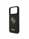Guess Guess PU Fixed Glitter 4G Metal Logo Заден калъф за iPhone 17 Pro Max Black