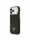 Guess Guess PU Leather Triangle Logo MagSafe Задний калъф за iPhone 17 Pro Max Black