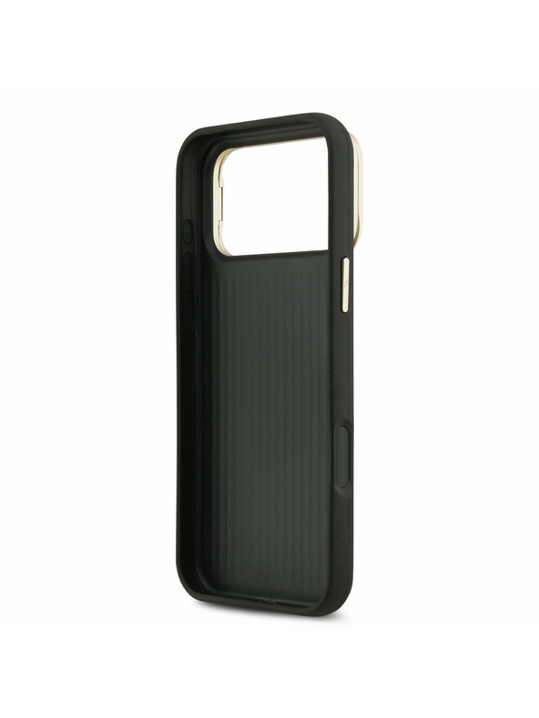 Guess Guess PU Grained 4G Logo Stand Camera Frame Задний калъф за iPhone 17 Pro Max Black