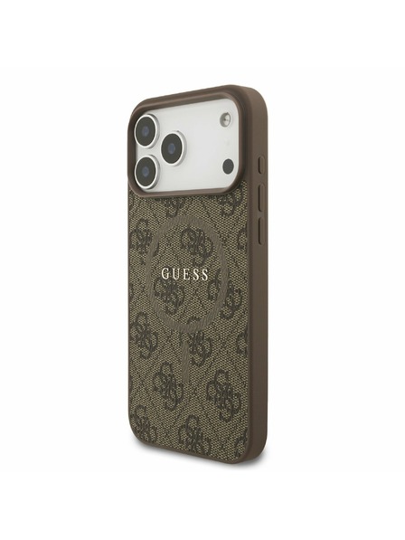 Guess Guess PU Leather 4G Colored Ring MagSafe Задний калъф за iPhone 17 Pro Max Brown