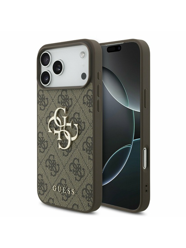 Guess Guess PU 4G Metal Logo Задний калъф за iPhone 17 Pro Max Brown
