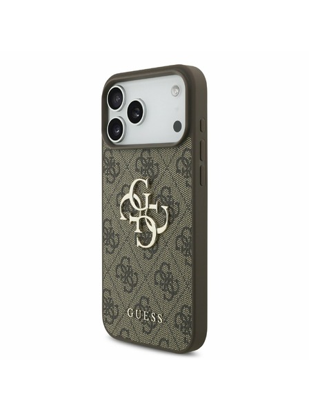 Guess Guess PU 4G Metal Logo Задний калъф за iPhone 17 Pro Max Brown