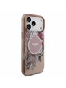 Guess Guess IML Flowers Strap MagSafe Задний калъф за iPhone 17 Pro Max Pink