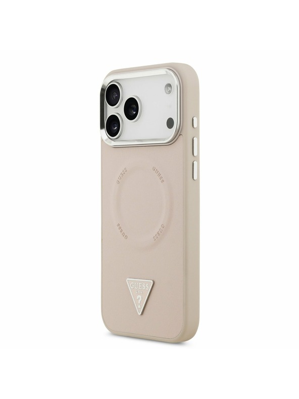 Guess Guess PU Leather Triangle Logo MagSafe Задний калъф за iPhone 17 Pro Max Pink