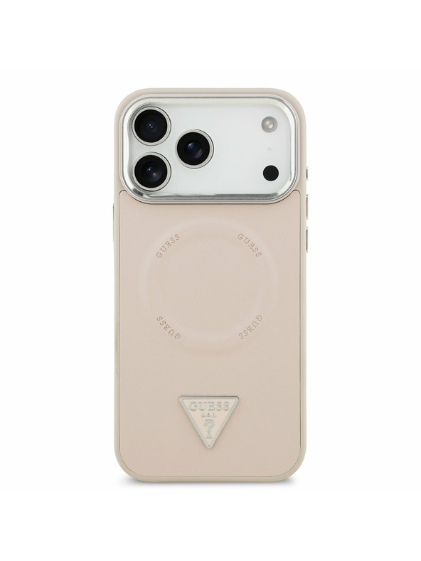 Guess Guess PU Leather Triangle Logo MagSafe Задний калъф за iPhone 17 Pro Max Pink