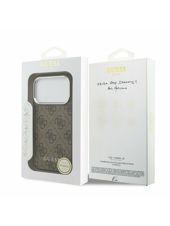 Guess Guess 4G MagSafe Задний калъф за iPhone 17 Pro Max Brown