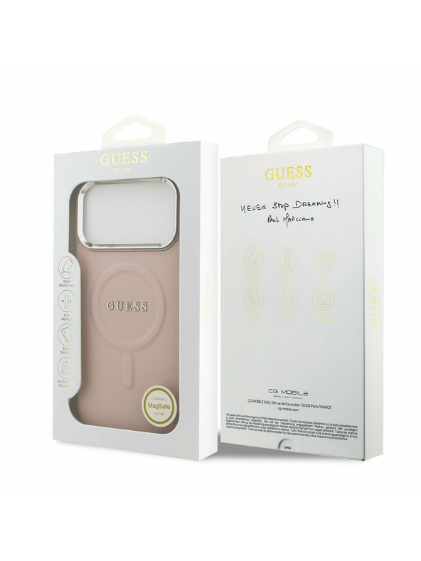 Guess Guess PU Saffiano MagSafe Задний калъф за iPhone 17 Pro Max Pink