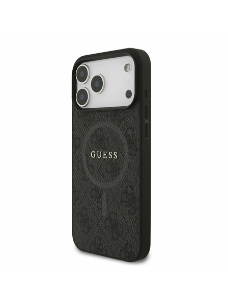 Guess Guess PU Leather 4G Colored Ring MagSafe Задний калъф за iPhone 17 Pro Max Black