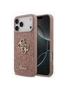 Guess Guess PU Fixed Glitter 4G Metal Logo Задний калъф за iPhone 17 Pro Max Pink