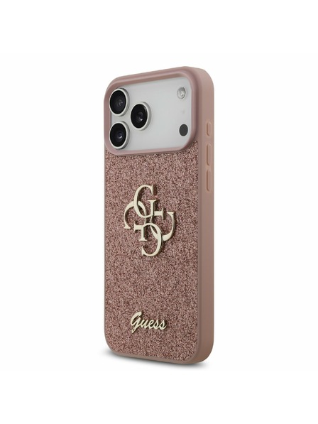 Guess Guess PU Fixed Glitter 4G Metal Logo Задний калъф за iPhone 17 Pro Max Pink