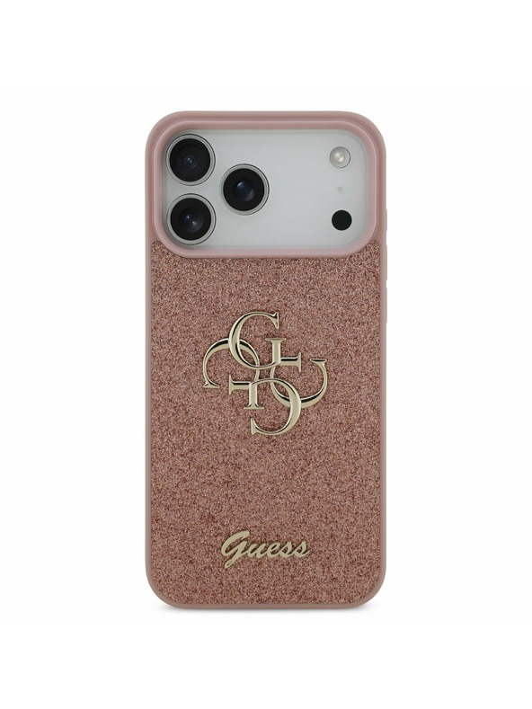 Guess Guess PU Fixed Glitter 4G Metal Logo Задний калъф за iPhone 17 Pro Max Pink