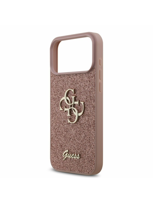 Guess Guess PU Fixed Glitter 4G Metal Logo Задний калъф за iPhone 17 Pro Max Pink