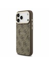 Guess Guess PU Leather 4G Gold Frame MagSafe Задний калъф за iPhone 17 Pro Max Brown