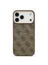 Guess Guess PU Leather 4G Gold Frame MagSafe Задний калъф за iPhone 17 Pro Max Brown