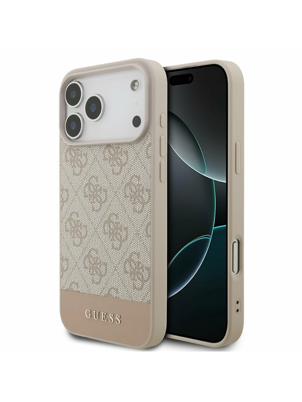 Guess Guess PU 4G Stripe Задний калъф за iPhone 17 Pro Max Pink