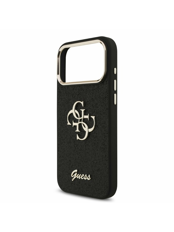 Guess Guess PU Fixed Glitter 4G Metal Frame Задний калъф за iPhone 17 Pro Max Black