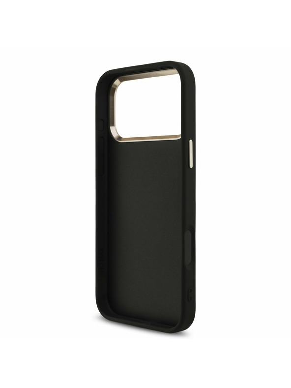 Guess Guess PU Fixed Glitter 4G Metal Frame Задний калъф за iPhone 17 Pro Max Black
