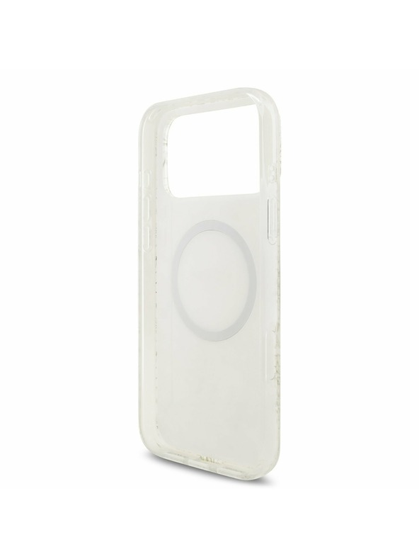 Guess Guess IML Flowers Allover Strap MagSafe Задний калъф за iPhone 17 Pro Max White