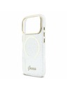 Guess Guess IML Glitter Script Strap MagSafe Задний калъф за iPhone 17 Pro Max Transparent