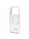 Guess Guess IML Glitter Script Strap MagSafe Задний калъф за iPhone 17 Pro Max Transparent