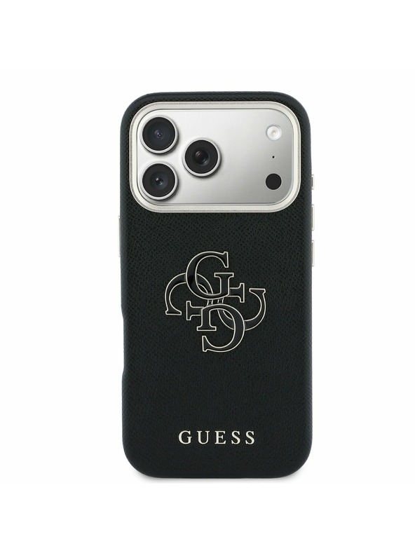 Guess Guess PU Resin Logo Задний калъф за iPhone 17 Pro Max Black