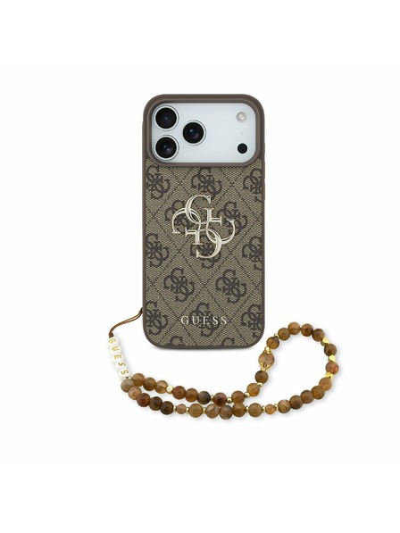 Guess Guess PU 4G Metal Logo Strap Задний калъф за iPhone 17 Pro Max Brown